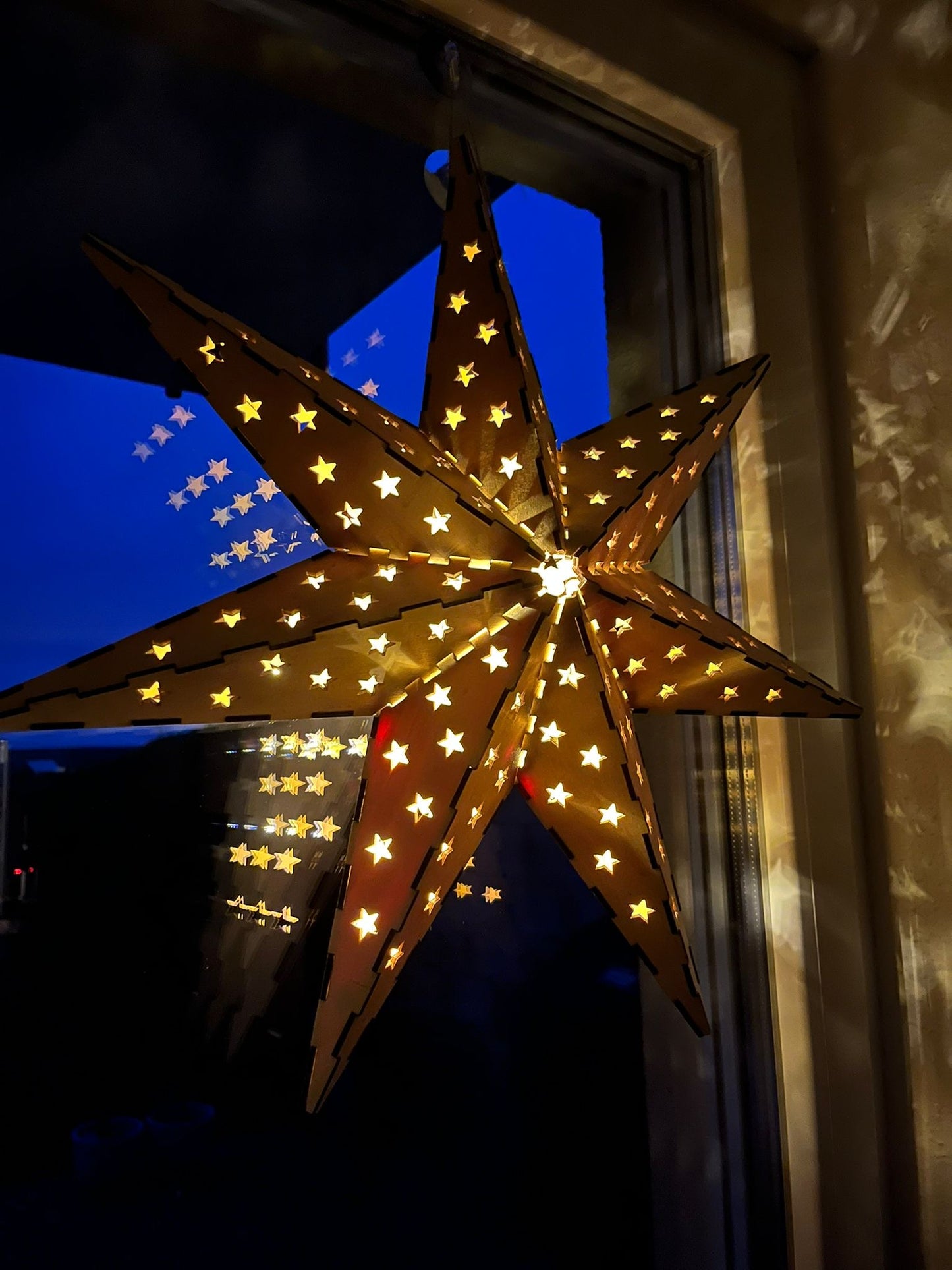 Großer Holz-Weihnachtsstern 50 cm – LED-Option – Winterdeko