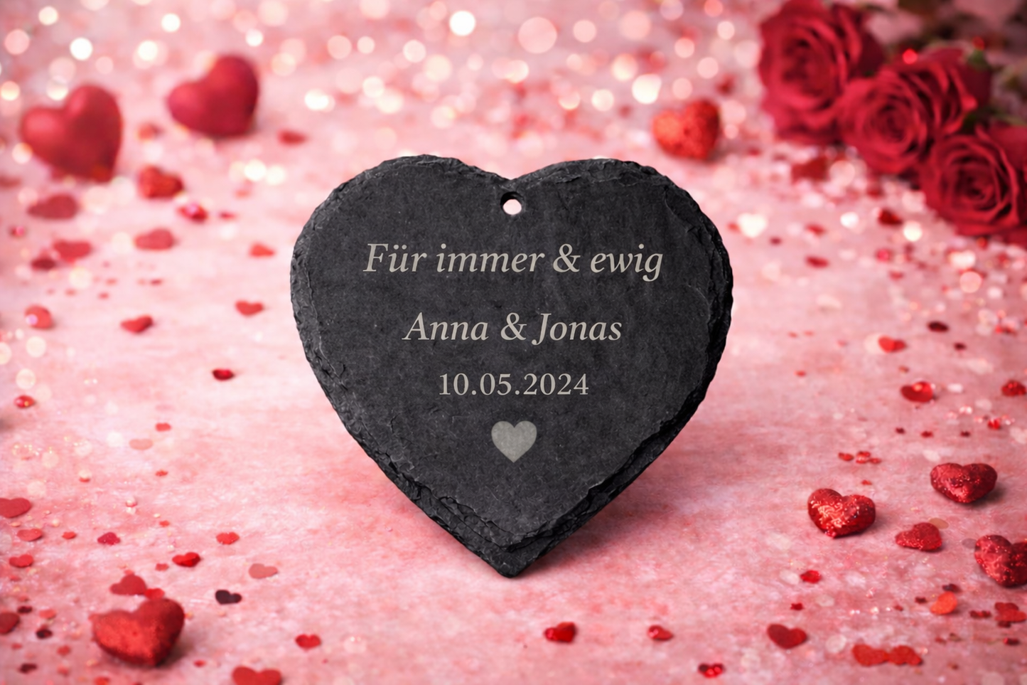 ❤️ Personalisiertes Schieferherz mit Gravur – Geschenk für besondere Momente