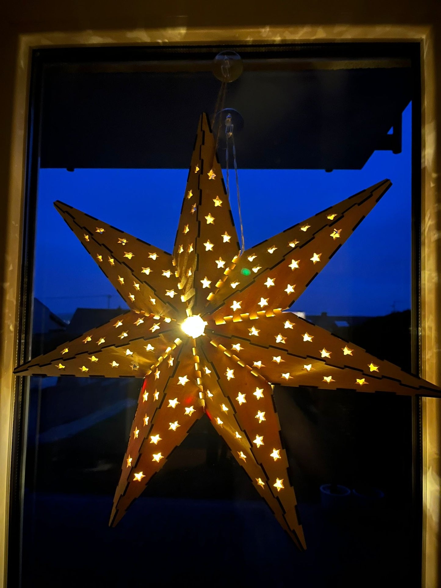 Großer Holz-Weihnachtsstern 50 cm – LED-Option – Winterdeko
