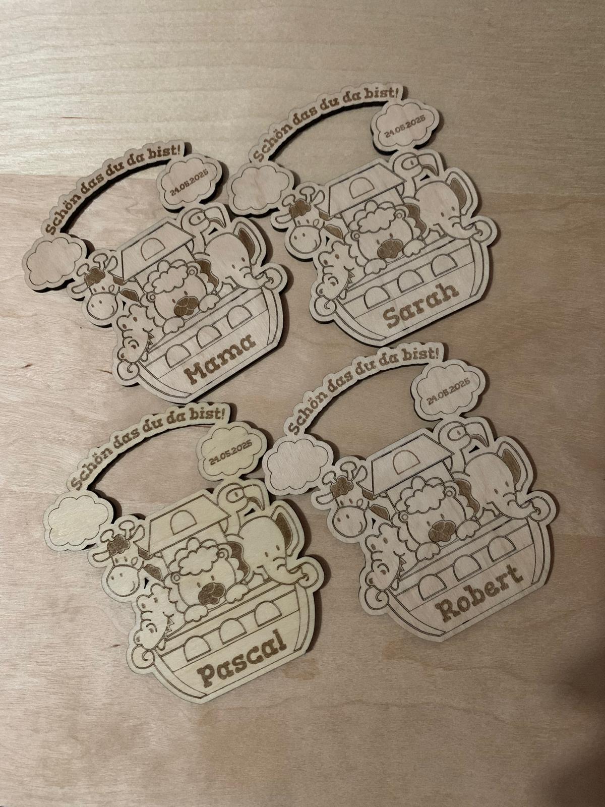 🎀 Personalisierte Platzkarten aus Holz – Namensschilder mit Gravur für Feste & Feiern